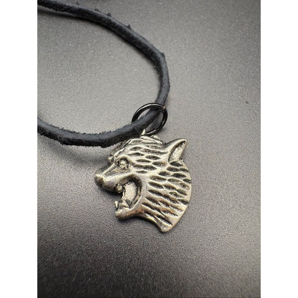 Necklace, Wolverine and Black Leather Necklace, NEW, Mens, 24”, Handmade